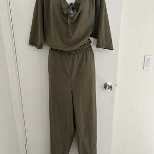 Olive Green Vintage Hot in Hollywood Jumpsuit So Gorgeous  j1